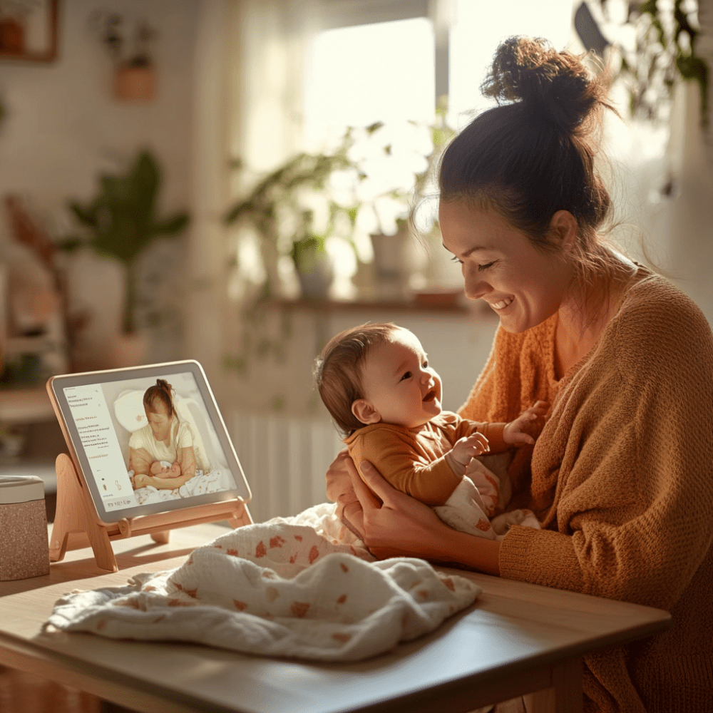 Une maman s'apprête à masser son bébé