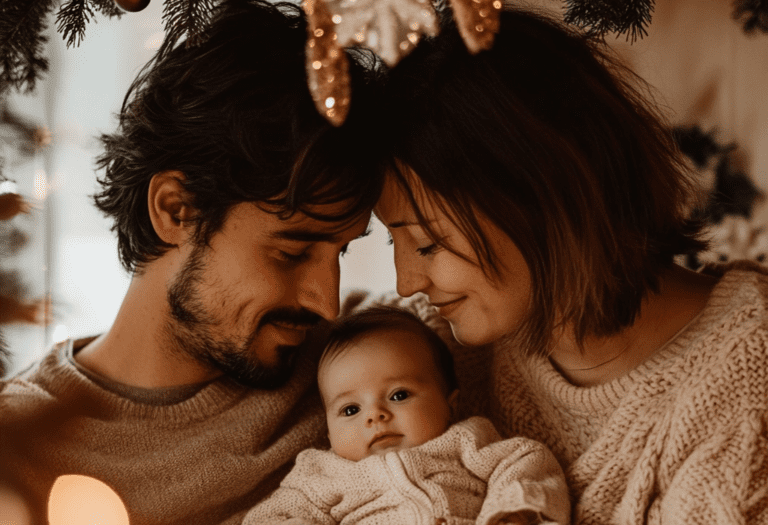 Jeune couple de parents et leur bébé