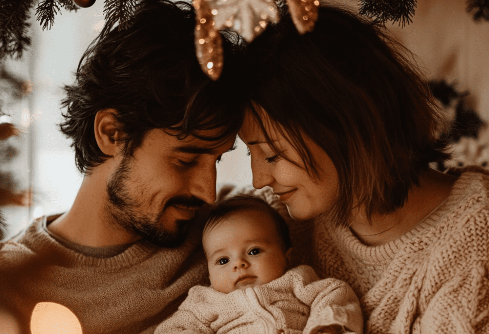 Jeune couple de parents et leur bébé