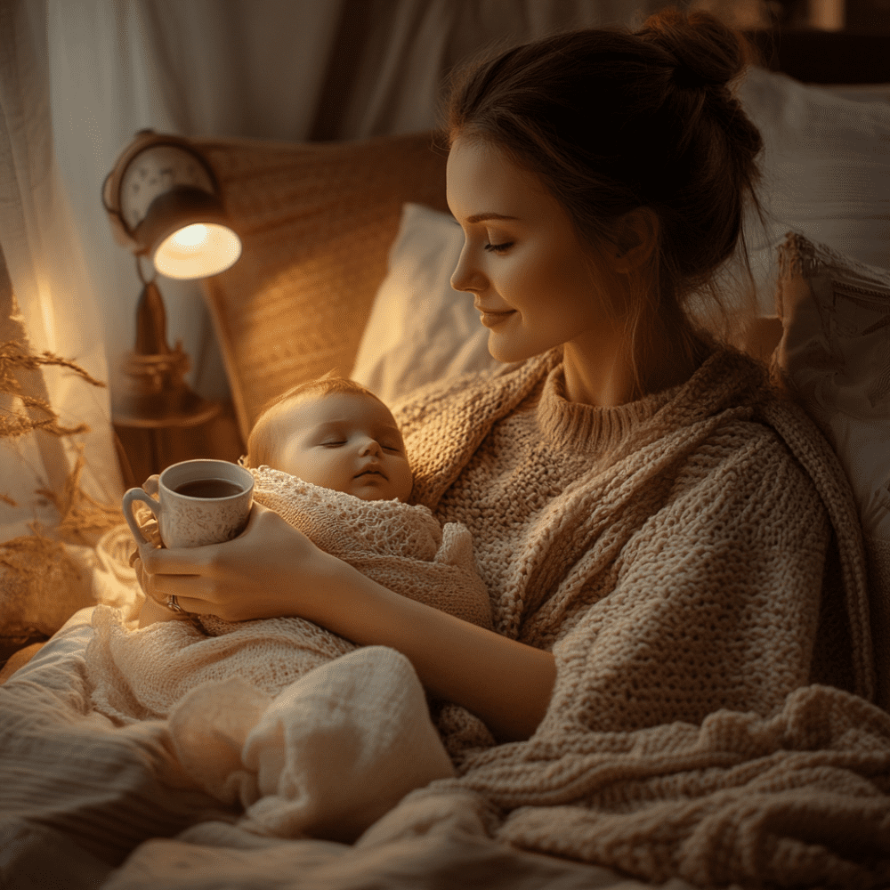 Maman apaisée gérant la nuit hachée avec sérénité