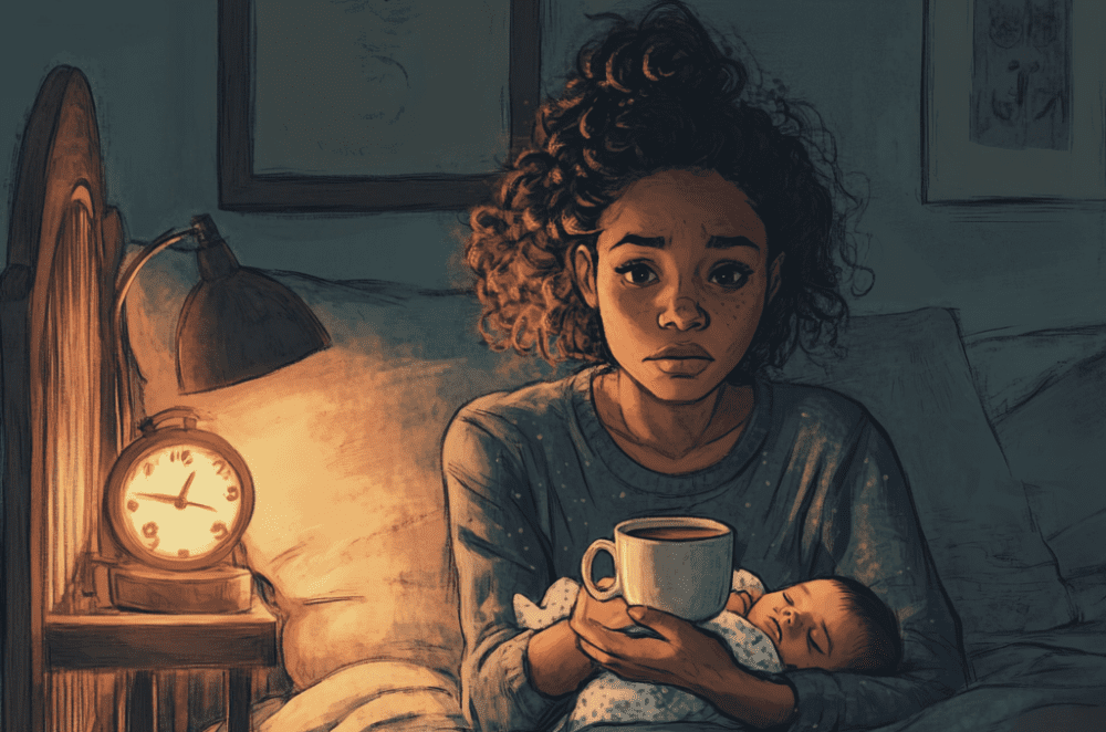 Maman cherchant le sommeil la nuit