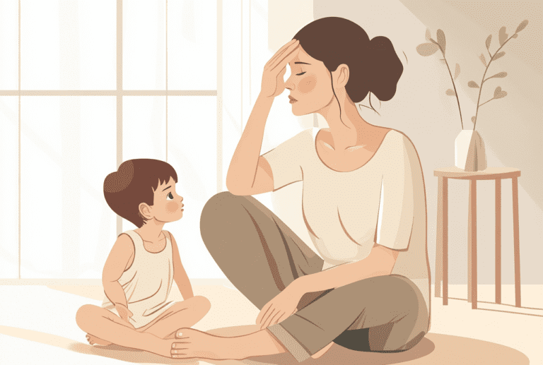 Jeune maman épuisée au bord du mom rage