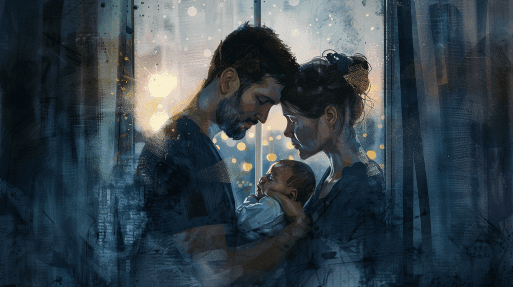 Couple qui se soutient pendant les nuits agitées de bébé